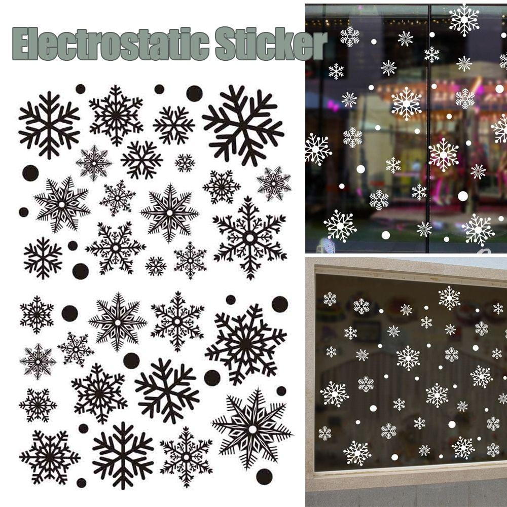 30pcs Electrostatic Wall Sticker White Snowflake Window Decal Christmas Snowflakes Sticker  New Year