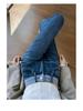 Women's Autumn Patchwork Ripped Straight-Leg Jeans - Cropped, Loose Fit Cigarette Pants
