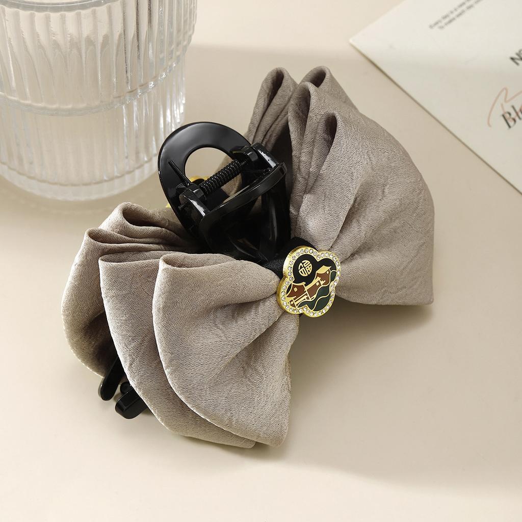 1pc Guofeng Fu Character Bow Clip, High-end Hanfu, Back of the Head Plate, Large Hair Clip, Shark Clip, Ponytail Clip