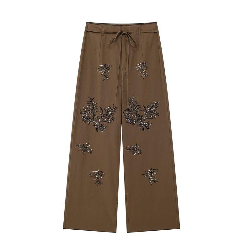 

Fashion Style 2024 Autumn New Women s Clothing Stylish Embroider Long Vest Wide Leg Pants 8104280 Pants L
