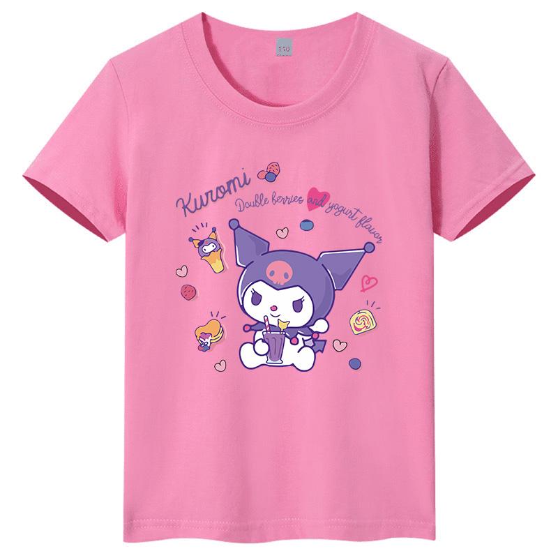 Sanrio Family CUTE Kurumi Cute Printed Childrens TShirt Roundneck Pure Cotton Family Clothing for Parents and Children