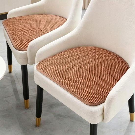 Handwoven Rattan Seat Cushion, Summer Breathable Square Chair Mat, Anti-slip Cooling Sitting Pad for Dining & Office Chairs