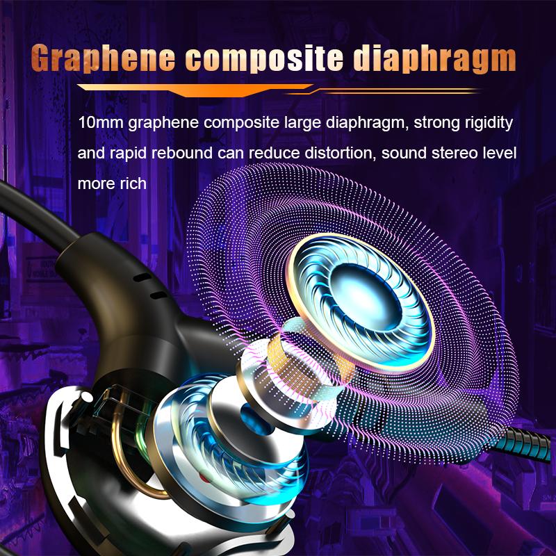 Gaming Headphones with Dual Mics Type C&3.5mm In-ear Earphones Surround Sound Gamer Headsets with HD Mic Handsfree for Samsung