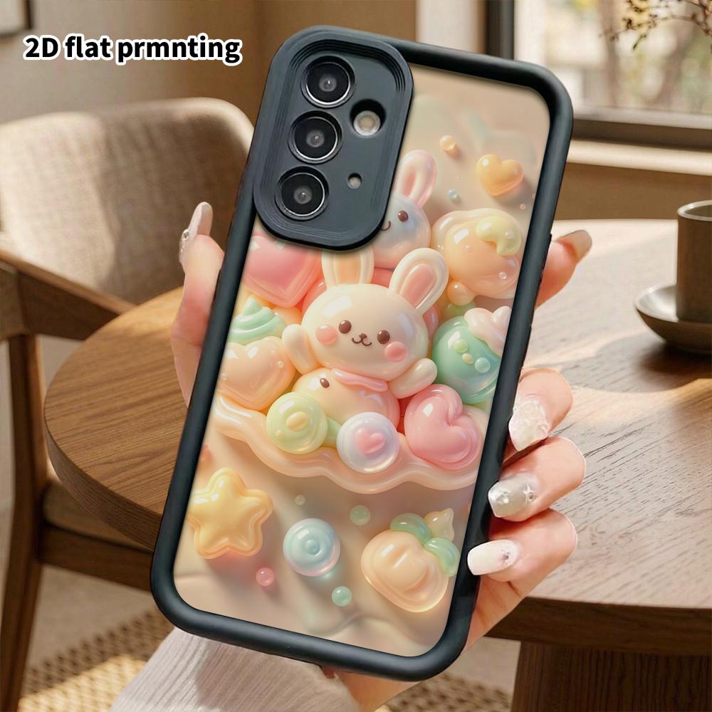 Phone Case: 2D Flat Design Suitable for Samsung Galaxy A34 A35 M05 M06 S20 S22 S21 FE Plus 5G Protective Case, Bunny Candy Platter, Perfect Christmas