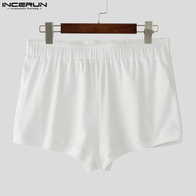 INCERUN Men Elastic Waist Back Hollow Patchwork Homewear Mini Shorts Pants Pajamas