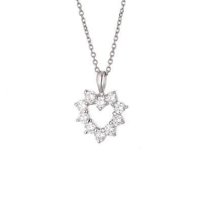Necklace - Silver - Maggie - Heart Pendant - 42 Cm - White Zirconium Oxides