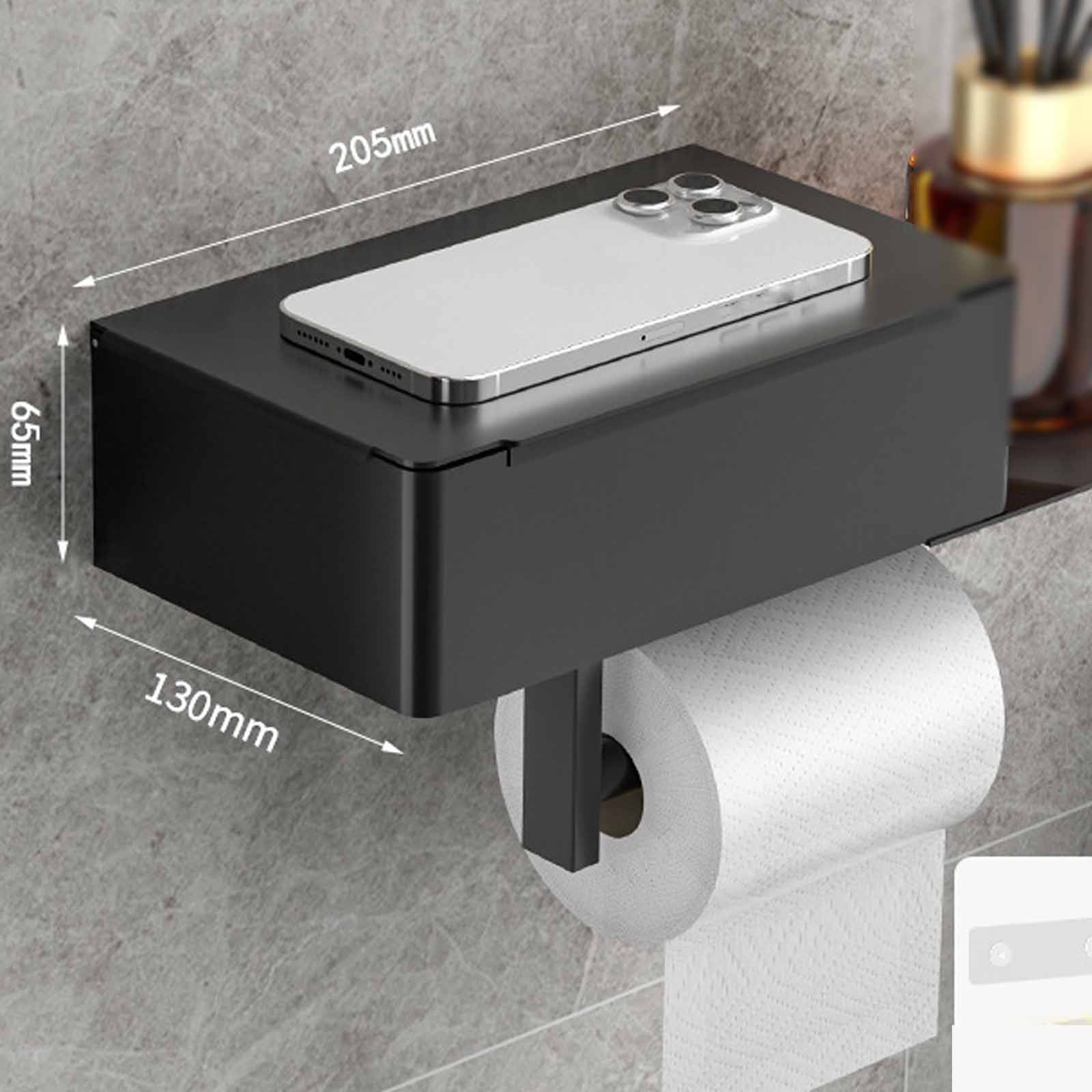 

Non-Perforated Tissue Holder, Wall-Mounted Wet Wipe & Toilet Paper Storage Box, Bathroom Organizer Rack One Size чорний