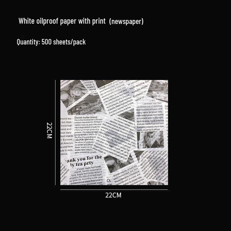 Oil-Proof Food-Grade Baking Paper: English Newspaper Design for Hamburgers and Placemat Use