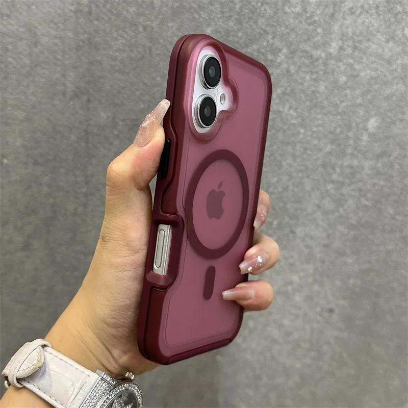 For  Matte Armor Translucent Case for For Iphone 16 1 14 13 17 Pro Max 17 Air Plus 11 12 Double Color Magnetic Hard Cover
