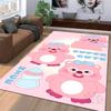 Pink Cartoon Bear Pattern Carpet with "Super Cute" and "Nice" Text Suitable for use as an anti-slip for living room bedroom sofas