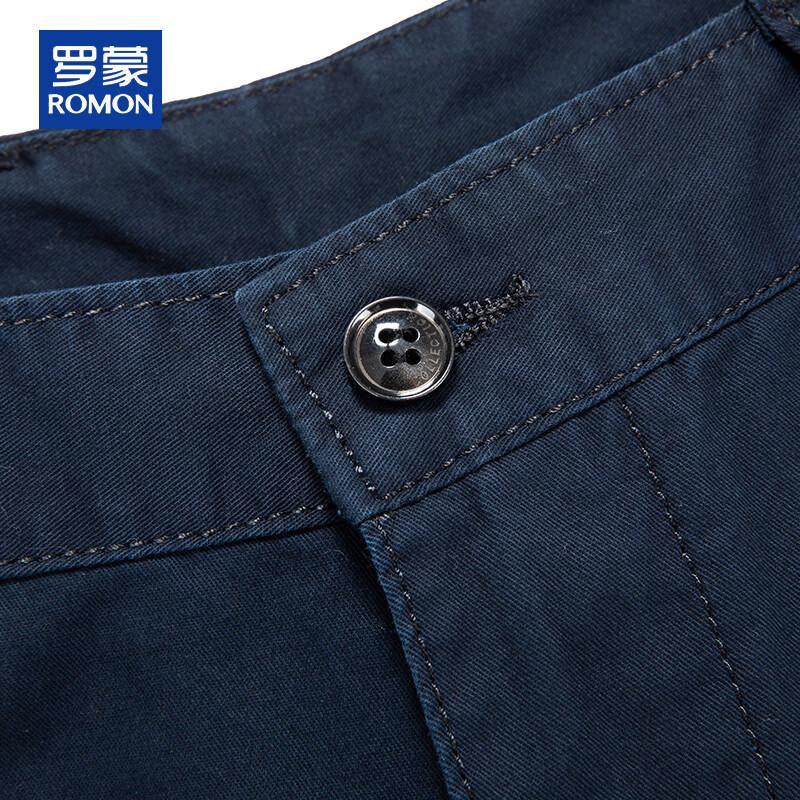 ROMON Men's 100% Cotton Casual Straight-Leg Trousers