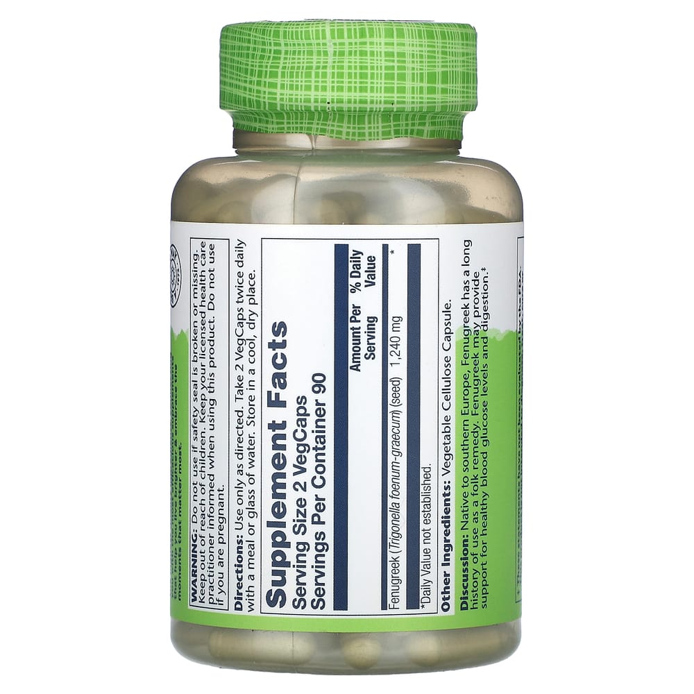 Solaray Fenugreek 1240mg Veggie Capsules, 180 Count