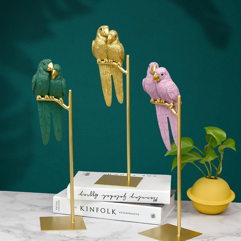 Modern Resin Parrot Figurine Decor Home Office Desk Window Shelf Contemporary Animal Ornament