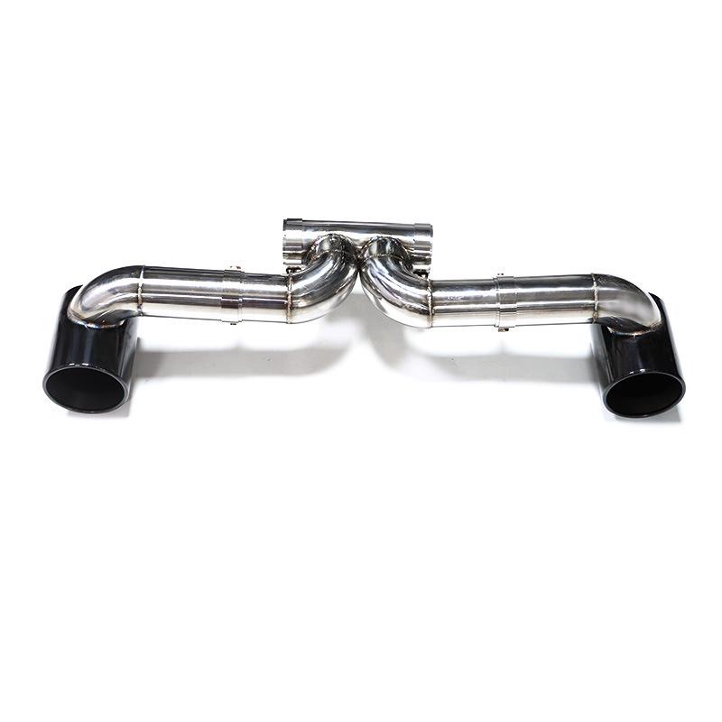 Ulepszenie Porsche 718 GT4: Podwójny wydech ze stali nierdzewnej z tłumikiem i czarnymi końcówkami