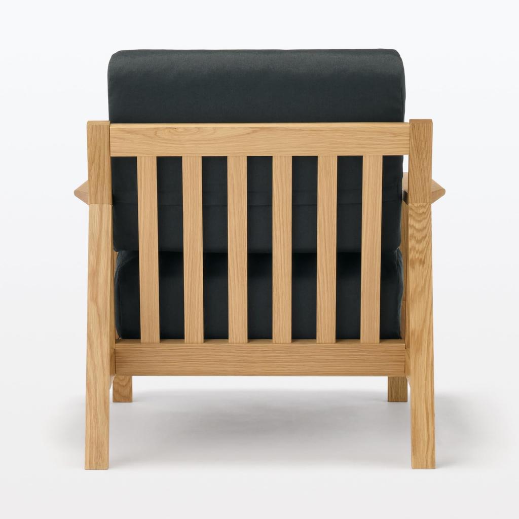 MUJI 1-Seater Recycled Polyester Plain Weave Sofa Cover for Wooden Frame, Charcoal, KB554A3S