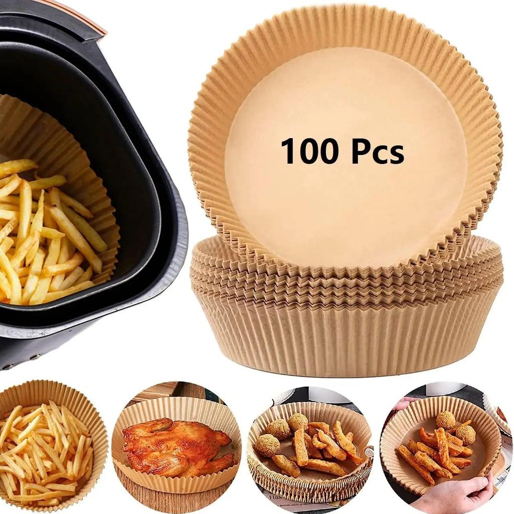 100pcs Air Fryer Paper Liner, Disposable Parchment Paper for Frying, Baking, Roasting & Grilling