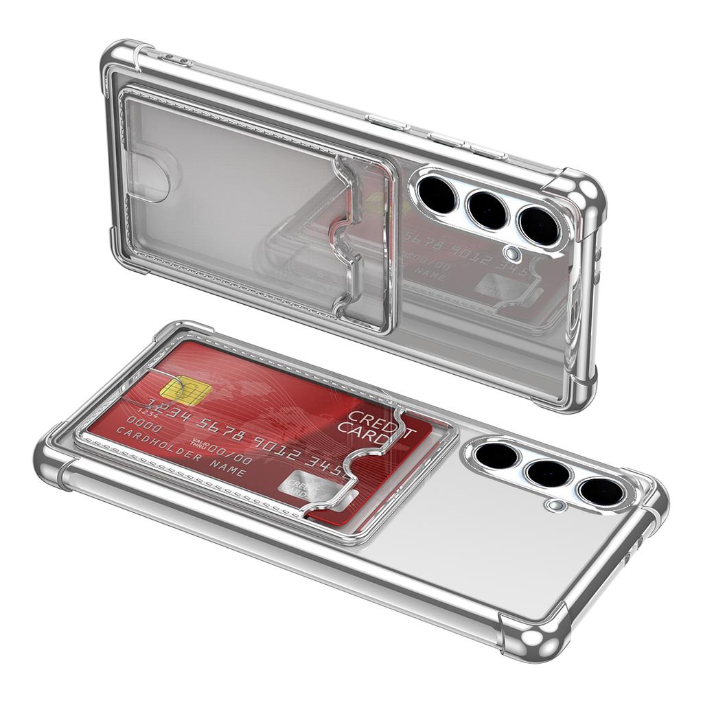 Card Slot Bag Clear Case For Samsung S26 S25 Edge S24 S23 S22 S21 S20 Note 20 Ultra Plus FE A56 A36 A26 A16 A06 Plating Cover