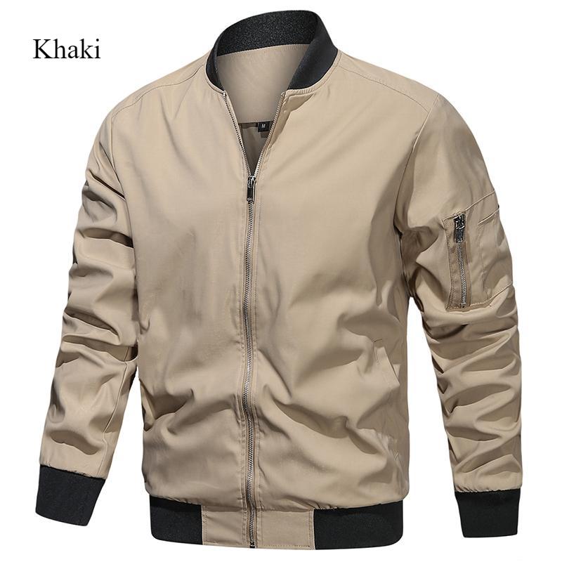 Herrenjacke Frühling und Herbst Lässig Locker Herbst Reißverschluss Verschleißfest Winddicht Leichter Mantel