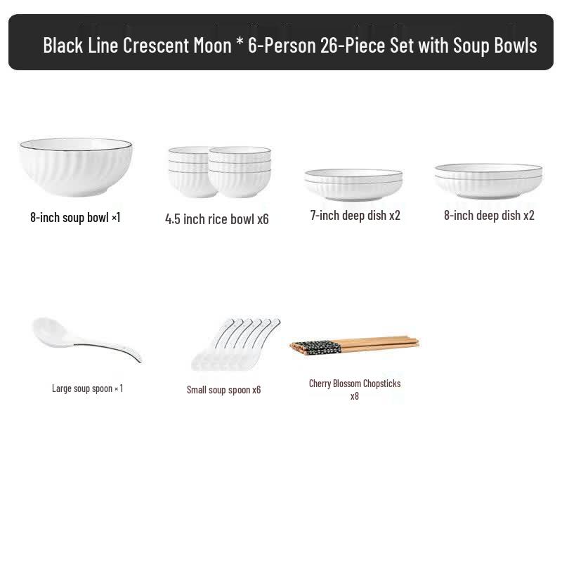 Hanyou European Style 26-Piece Ceramic Dinnerware Set