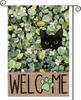 AVOIN Colorlife Spring Summer Oral Garden Ag 12x18 Inch Double Sided Outside, Eucalyptus Black Cat Welcome Seasonal Yard SSL
