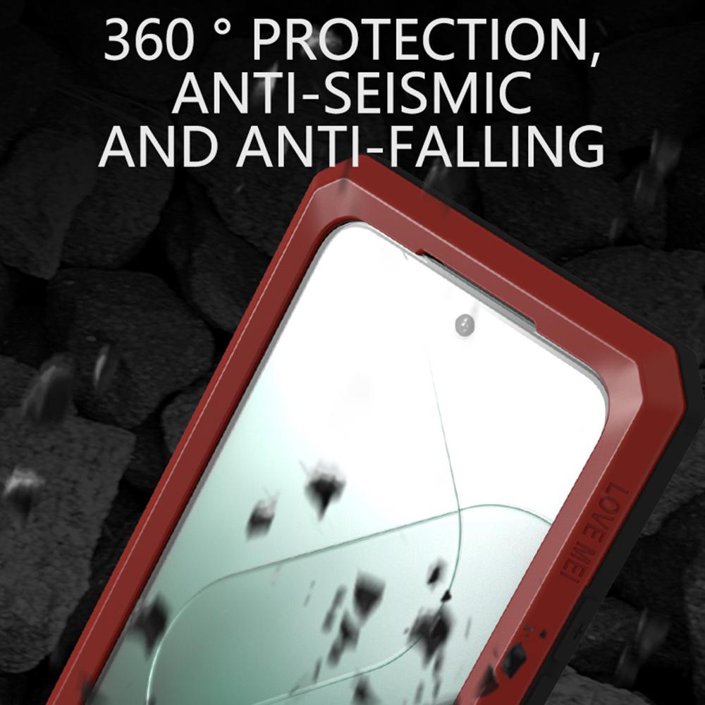 LOVE MEI For Xiaomi 14 Pro Case with Tempered Glass Film Metal+Silicone Rugged Phone Cover