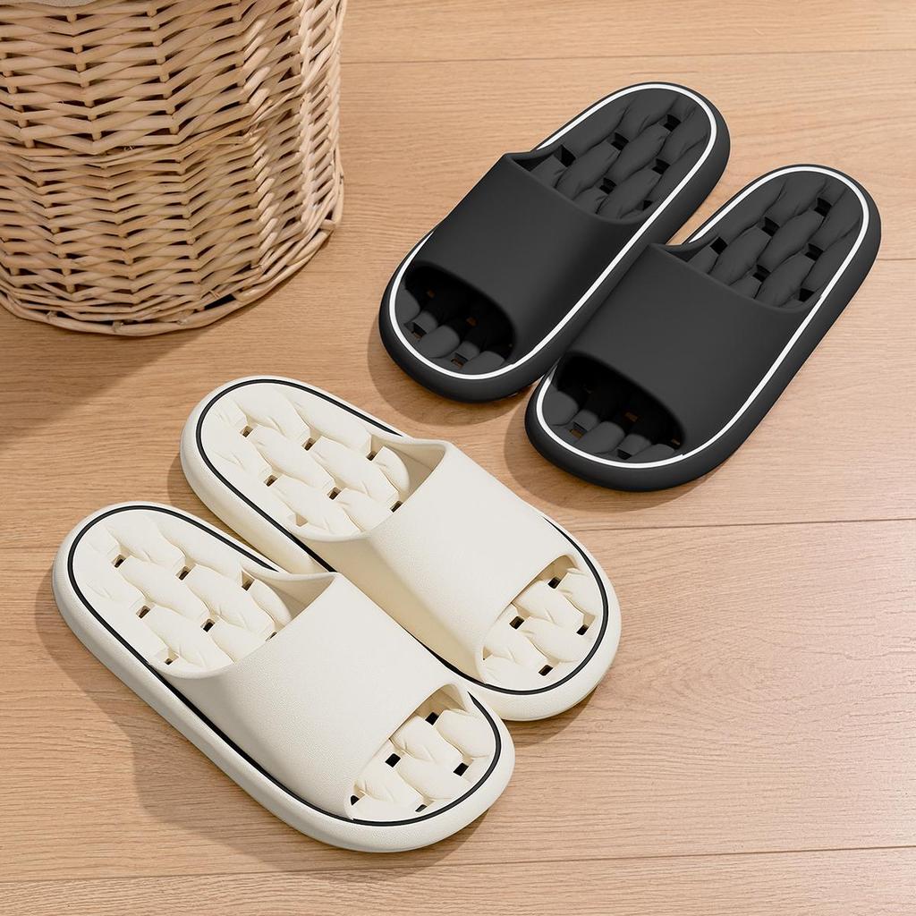 EVA Women Bathroom Slippers Flat Leaky Home Slides Quick Drying Comfortable Non-slip Slippers Lightweight Men Indoor Slippers