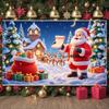 Santa Claus Banner Winter Elements Christmas Party Banner Holiday Banner Snowy Scene For Holiday Party Home Decoration Family