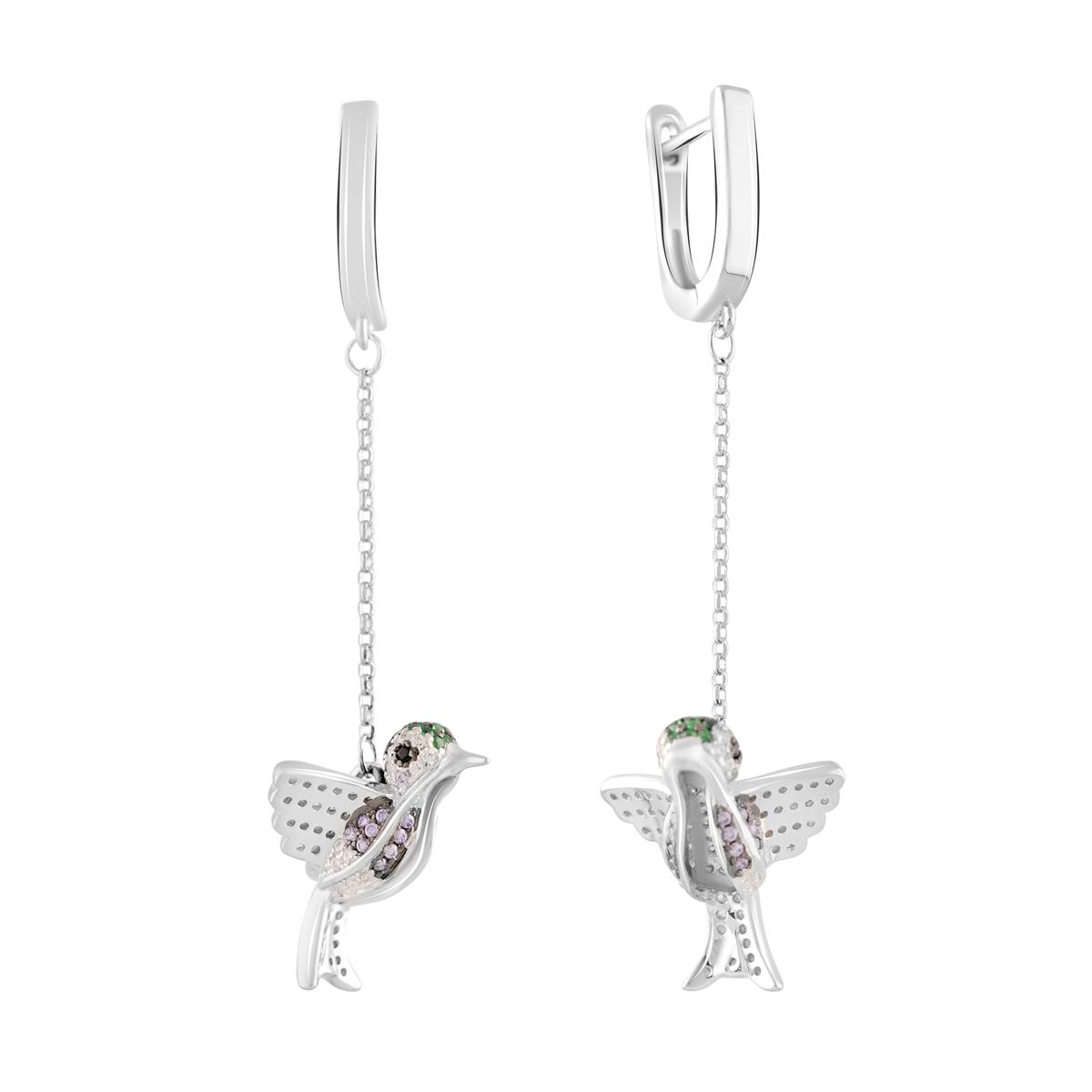 

Срібні сережки з фіанітами (2109549) білий