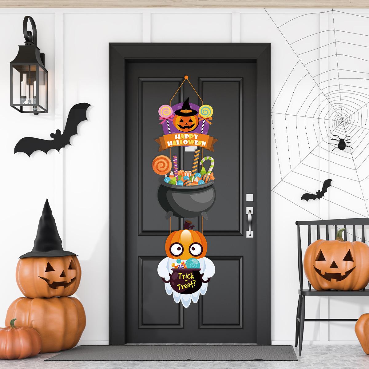 

Halloween Party Decoration Pumpkin Magic Hat Door Hanging Ghost Festival Scene Decoration Pendants Hanging Accessories