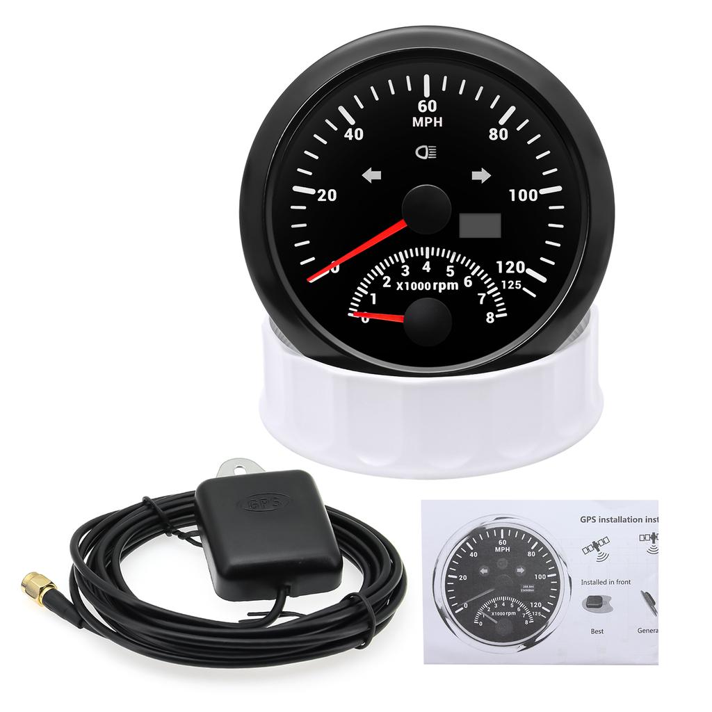 85mm GPS Speedometer 125KM/H 125MPH w/Tachometer Digital Speed Meter Odometer RPM Sensor M16 M18 For Marine Boat Car