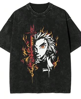 Kyojuro Rengoku Shirt Anime Demon Slayer Shirt Für Männer Frauen Oberteile Streetwear T-Shirt