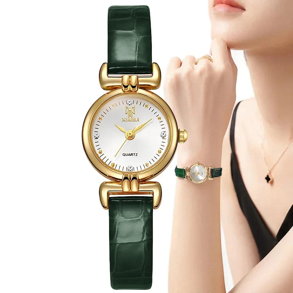 Ladies 2026 New Fashion Small Simple Diamonds Business Quartz Watch Women's Green Women Dress Clock Luxury Gift Wristwatch