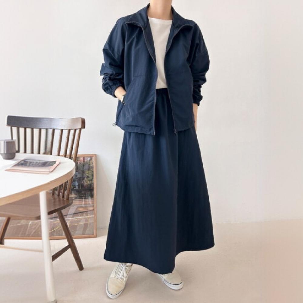New ArrivalS Open Run Women S High Neck Zip Up Anorak Kangaroo Pocket Skirt Set