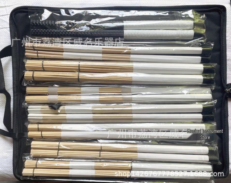 2022 Drum Accessories 16-Piece Set: Metal, Nylon, Wood & Bamboo Drum Brushes and Drumsticks for Jazz. 16-Pair Drum Brushes and Drumsticks Set белый