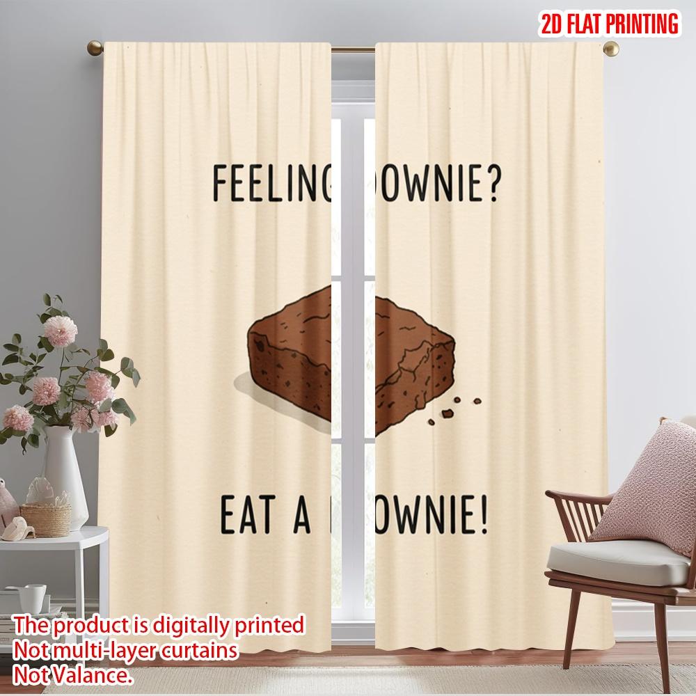

2 шт. шторы для окон с 2D плоской печатью, шоколадный брауни, 100% полиэстер, без электричества, 0 для гостиной 52.50×116.00 CM 2pcs