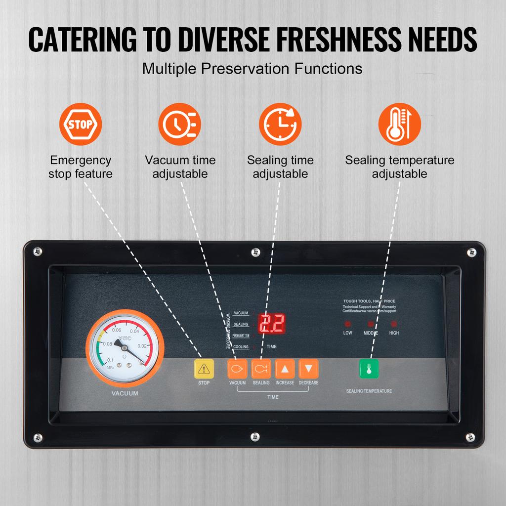 SucceBuy DZ-400/2E Automatic Vacuum Sealer 1000W Vacuum Packing Sealing Sealer Machine Extra Deep 200mm Fresh Package Preserving