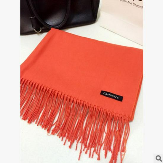 

Унисекс однотонный шарф с кисточками в корейском стиле - имитация кашемира для осени/зимы 200x70