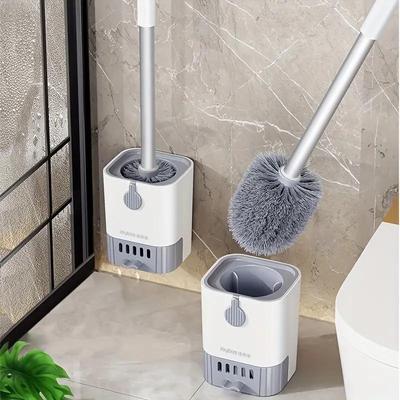 Toilet Brush With Holder Set Wall Mounted Long Handle Toilet Cleaning Brush With Holder, Flexible Toilet Bowl Cleaning Brush