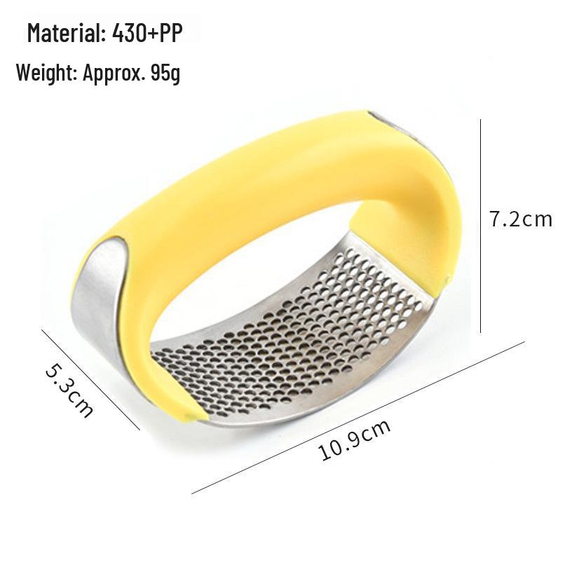 Stainless Steel Garlic Press & Peeler - Manual Ring-shaped Masher & Mincer Tool for Kitchen Use