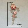Pink Three-Dimensional Rose Beads Hot Diamond Embroidery Lace Applique Dress Diy Material Clothing Accessories