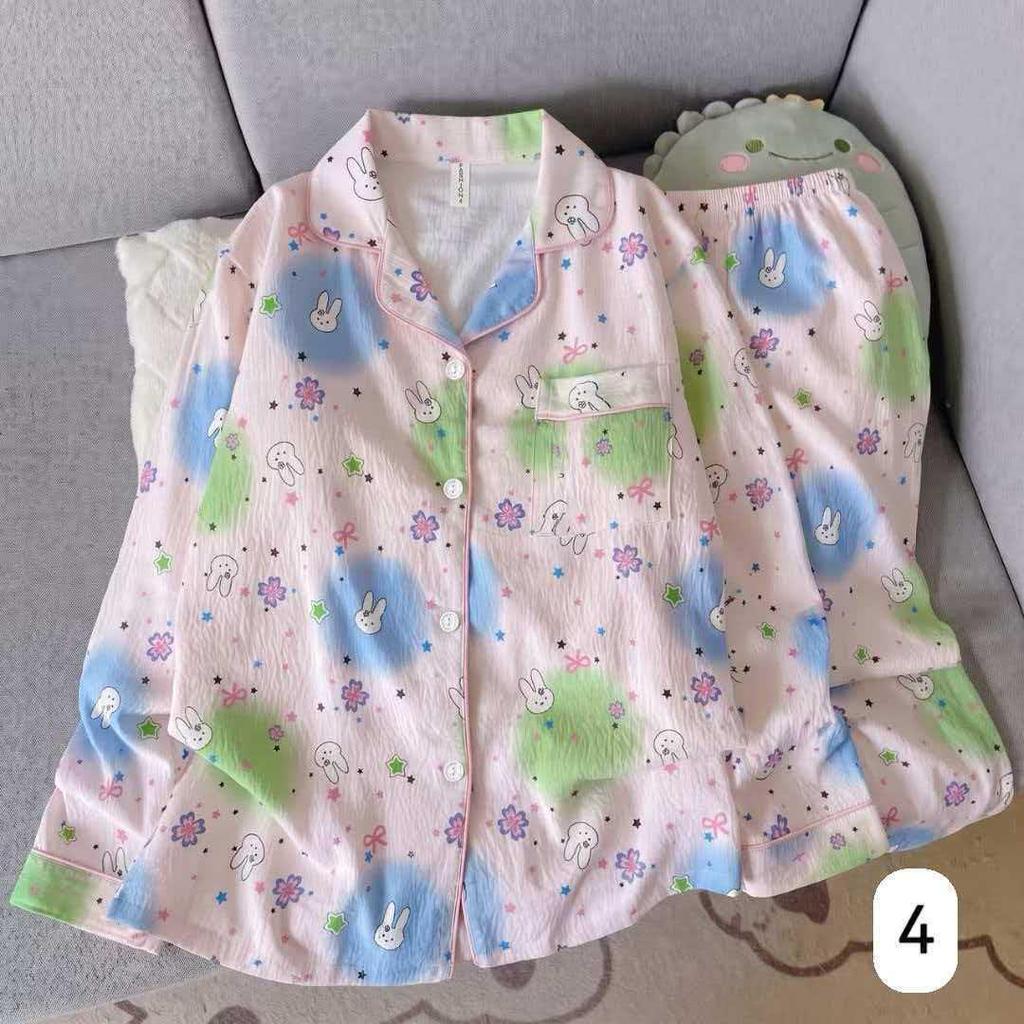 Women's Cloud Cotton Long Sleeve Pajamas - Sweet Cartoon Design for Spring & Autumn, Versatile for Home or Out
