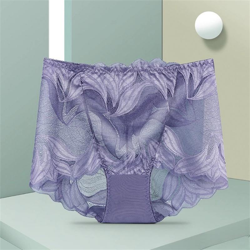 Women Panties Lace Briefs High Waist Underwear Female Intimates Mesh Breathable Underpants