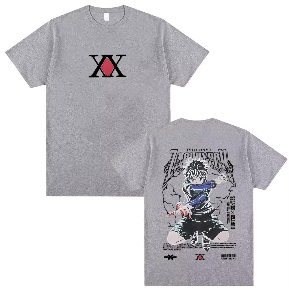 Anime Hunter X Hunter Killua Zoldyck Double-sided Print T-shirt, Unisex Casual Loose Crew Neck T-Shirt