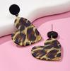 Leopard Print Acrylic Heart Earrings - Chic, Versatile, and Trendy Design