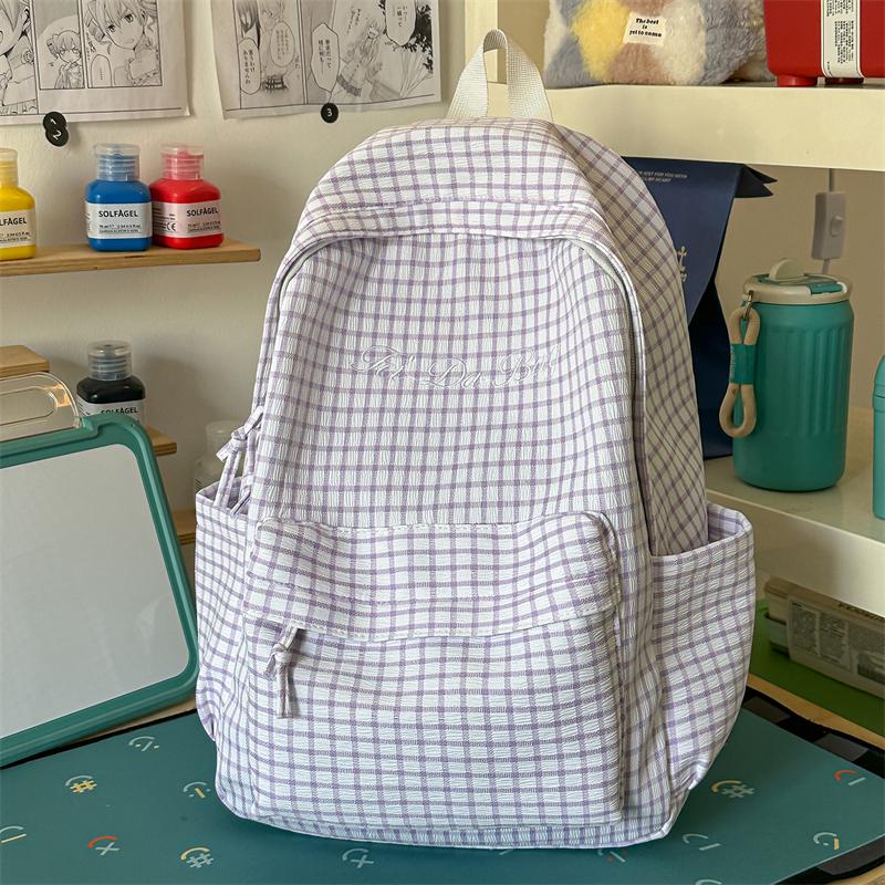 Karriertes Schülerrucksack Damen Rucksack mit großer Kapazität