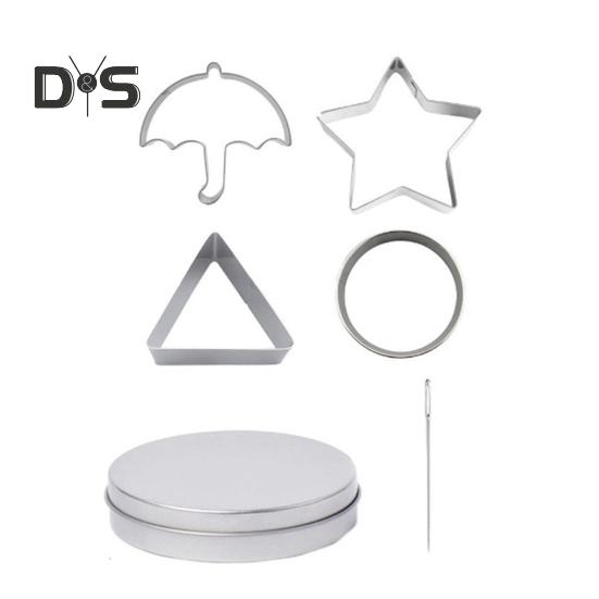 

4 шт. корейских инструментов для приготовления сахарных конфет, набор из нержавеющей стали, набор для приготовления печенья, набор для игры в сахар с зонтиком, звездой, треугольником, круглыми формочками для вечеринки серебряный