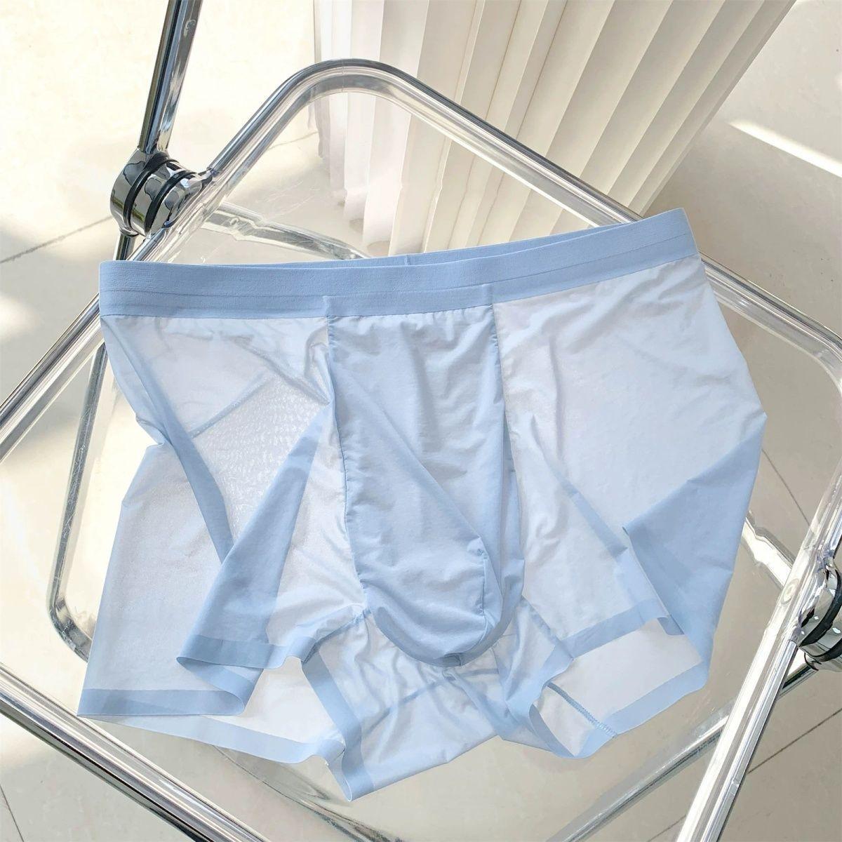 

Мужские боксеры с хорошей воздухопроницаемостью, облегающие мужские трусы, высокая эластичность, мужские боксеры Ice Silk для быстрой сушки 4XL синий