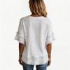 Women's V-Neck Short Sleeve Pullover Loose Fit Shirt for Spring Summer