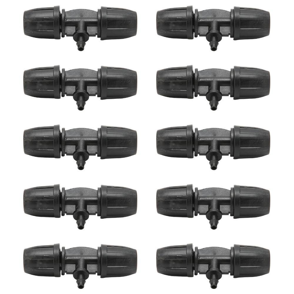 

10Pcs Leak-Proof Pipe Connector PP Pipe Adapter Durable Barbed Lock Tee Drip Tubing Branching 8/11mm to 4/7mm