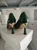 Green Plaid Classic Casual High Heels New Pattern Embossed Fashion Oversize Shoes In Spring and Summer 2026 Pumps Women Shoes